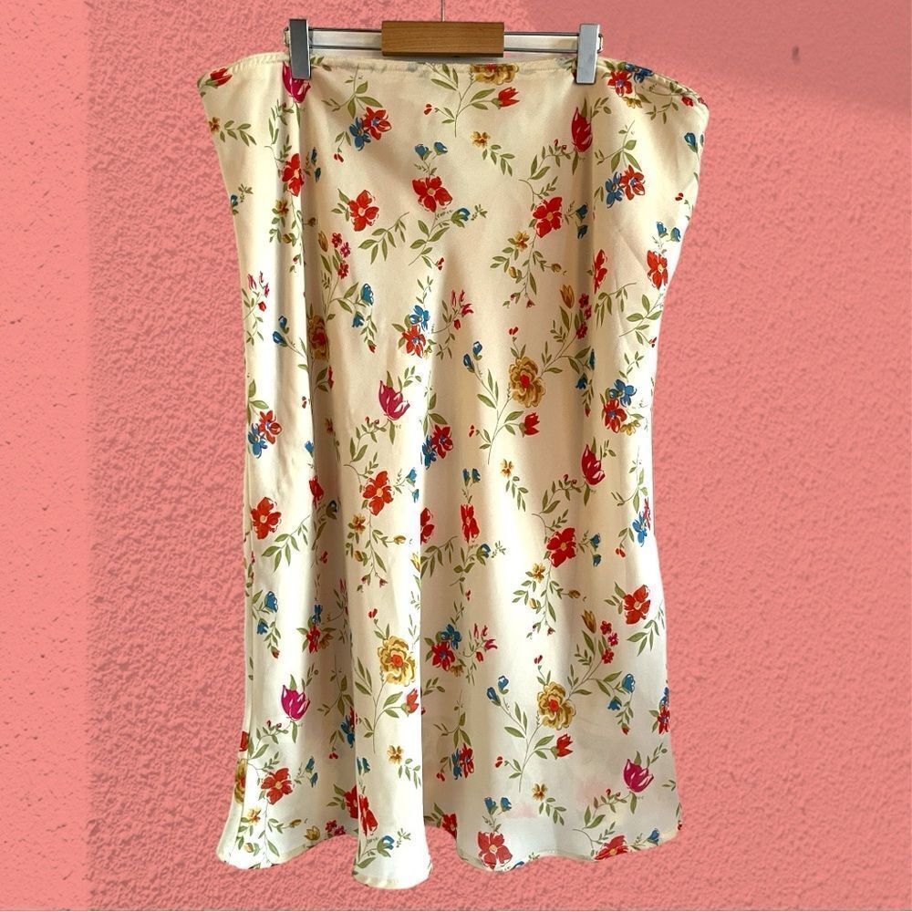 Vintage 90s chiffon floral midi skirt